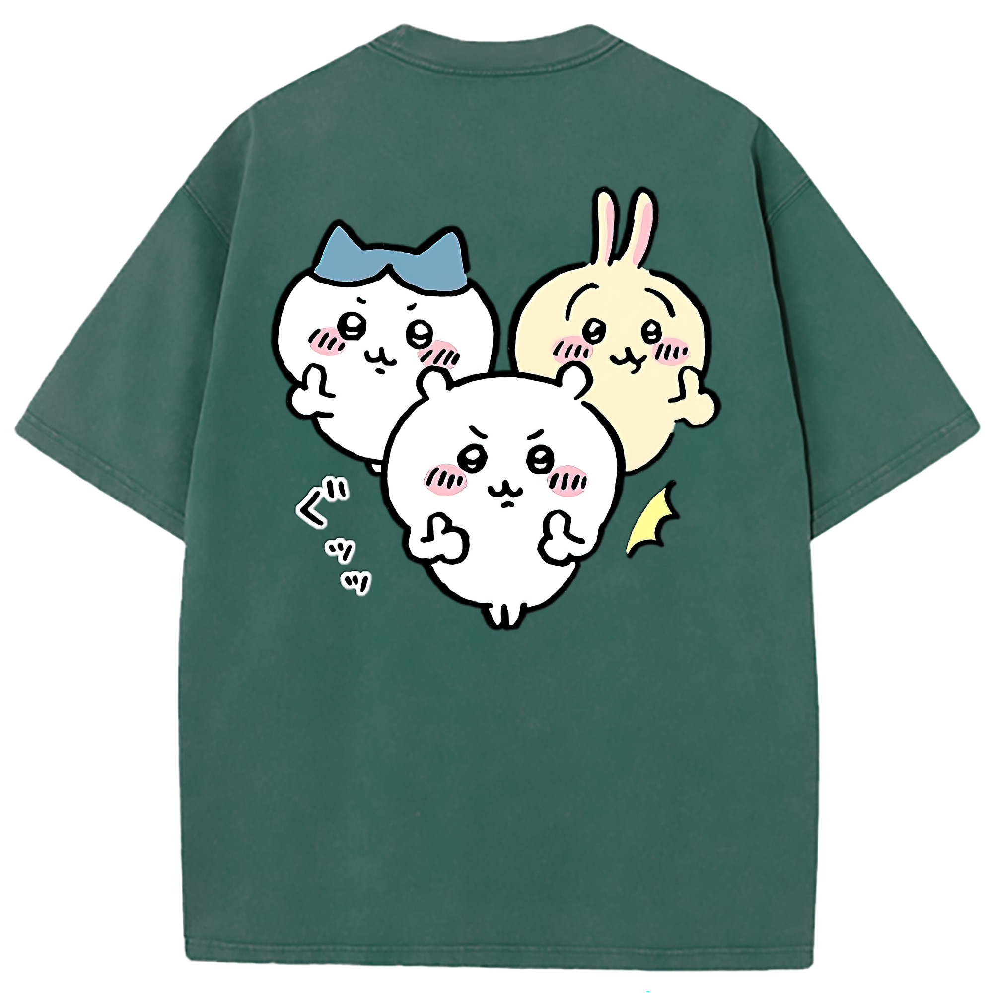 （画像用） ちいかわ うさぎ Chii-kawa usagi 綿100% ヴィンテージ風 半袖Tシャツ（背面プリント）